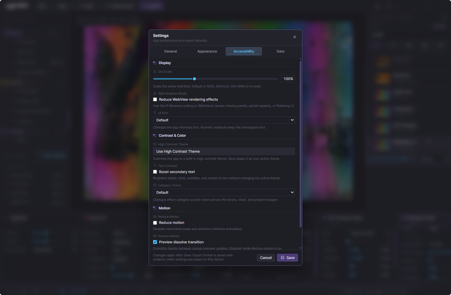 Artefkt accessibility options
