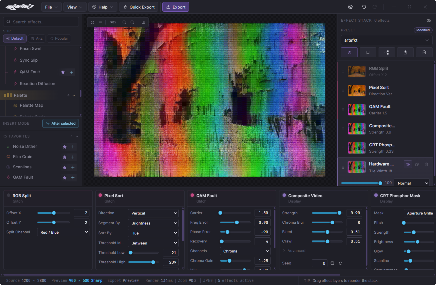 Artefkt interface with large UI scale