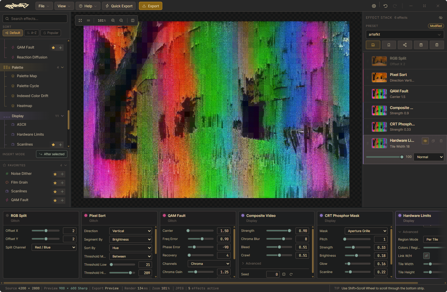 Artefkt interface using the Gruvbox theme