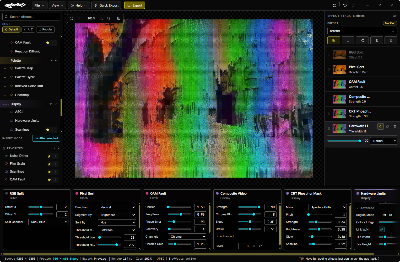 Artefkt interface using the High Contrast theme