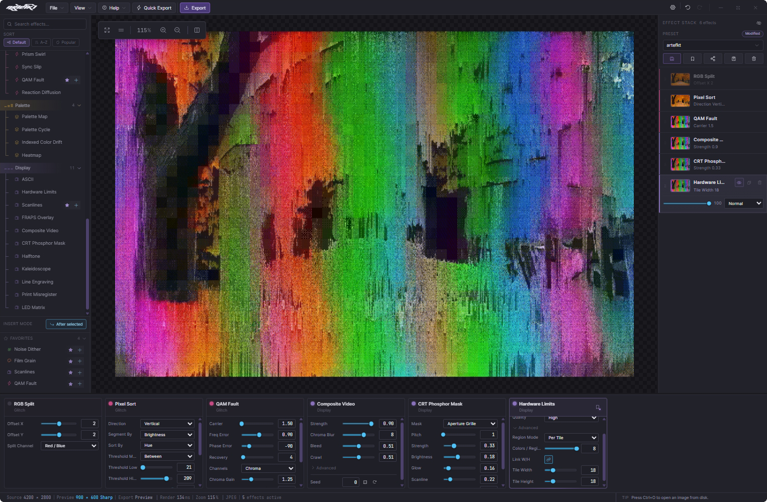 Artefkt interface with small UI scale